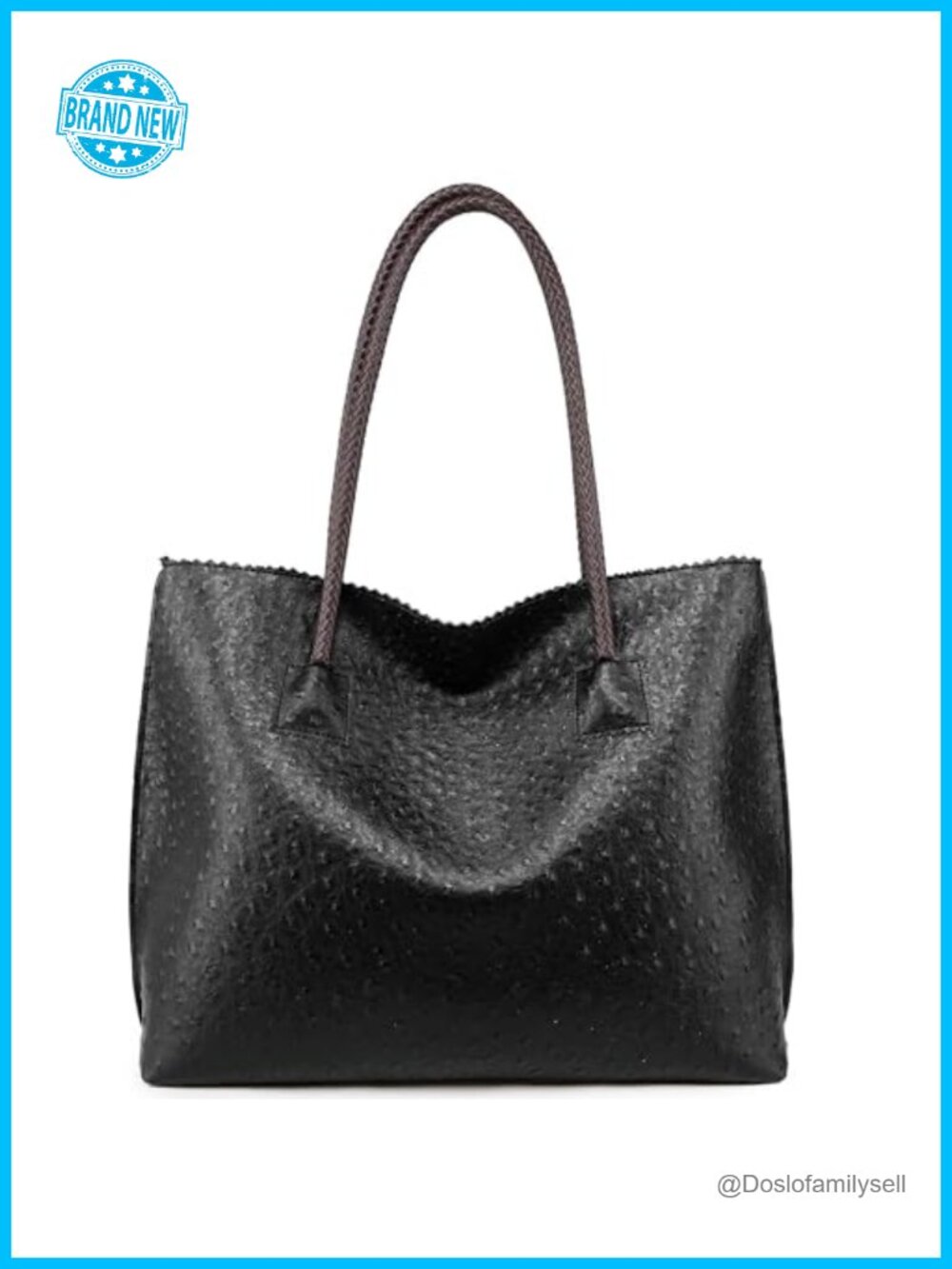 Large Tote Bags Ostrich Pattern Vegan Leather Shoulder Handbag Travel Work